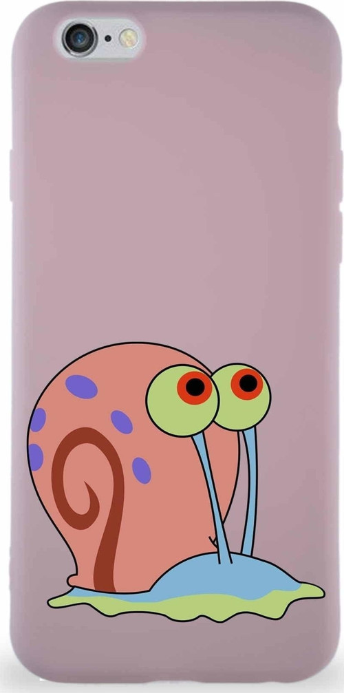 Apple Iphone 6S Soft Premier Kapak Salyangoz Gary Tasarımlı Silikon Kılıf - Pudra