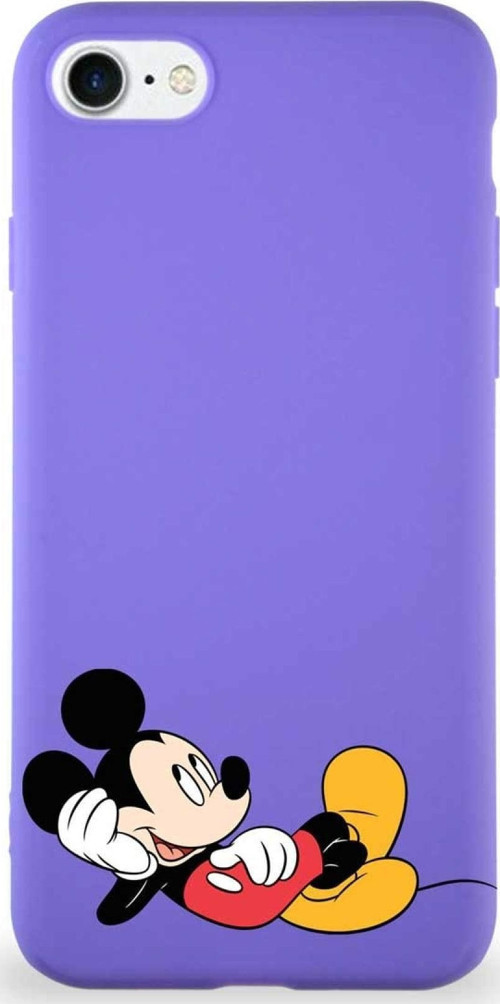 Iphone Se 2020 Uyumlu Soft Premier Kapak Mickey Mouse-F Tasarımlı Silikon Kılıf - Mor