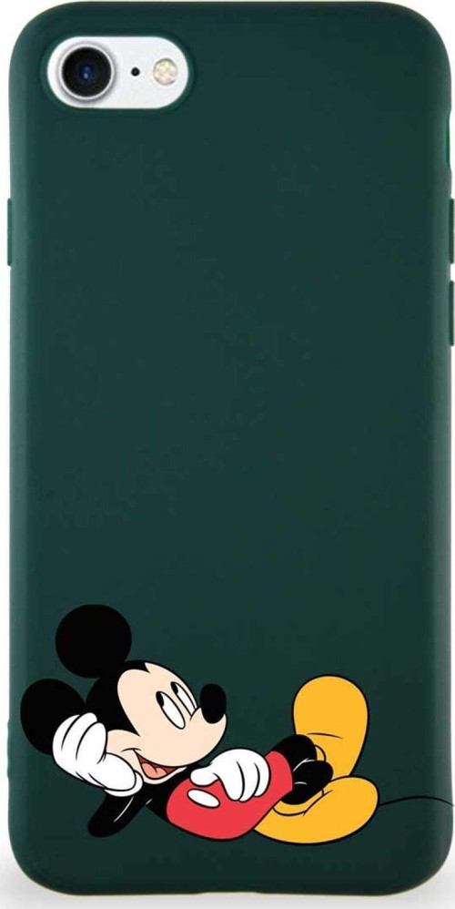 Iphone Se 2020 Uyumlu Soft Premier Kapak Mickey Mouse-F Tasarımlı Silikon Kılıf - Yeşil