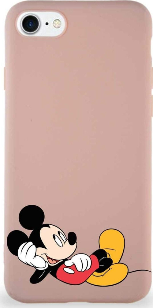 Iphone Se 2020 Uyumlu Soft Premier Kapak Mickey Mouse-F Tasarımlı Silikon Kılıf - Pudra
