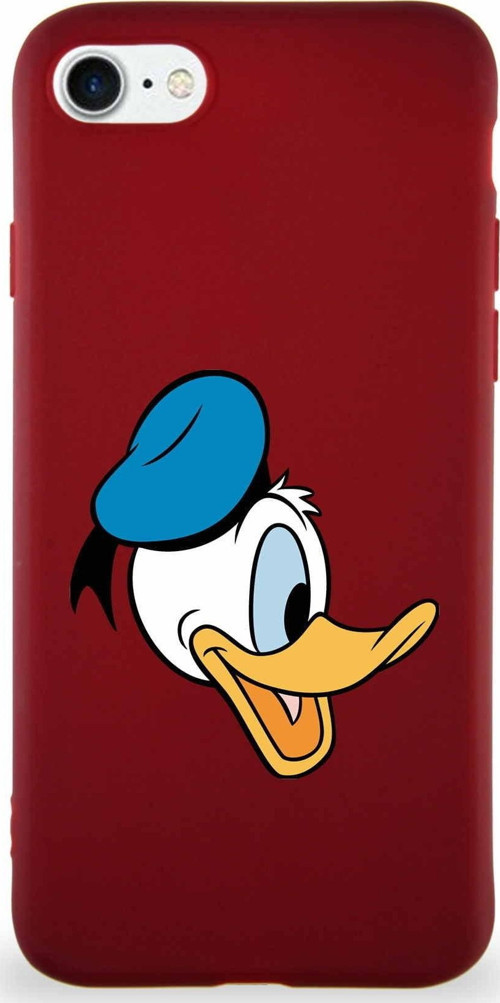 İphone Se 2022 Softuyumlu Premier Kapak Donald Duck-F Tasarımlı Silikon Kılıf - Mürdüm