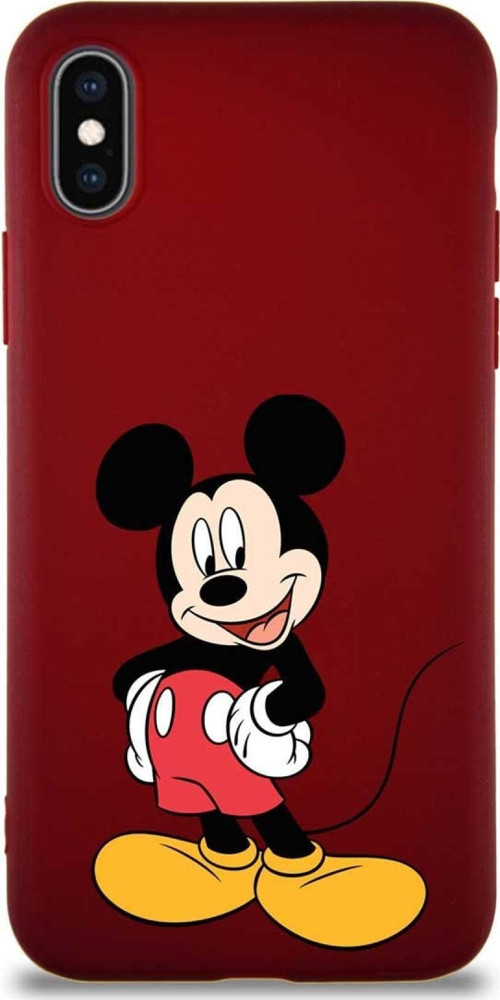 Iphone X Uyumlu Soft Premier Kapak Mickey Mouse-E Tasarımlı Silikon Kılıf - Mürdüm