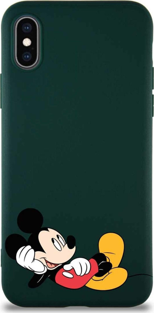 Iphone X Soft Premier Kapak Mickey Mouse-F Tasarımlı Silikon Kılıf - Yeşil Uyumlu