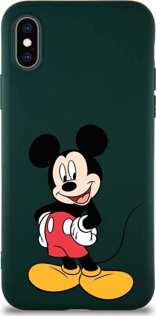 Iphone X Uyumlu Soft Premier Kapak Mickey Mouse-E Tasarımlı Silikon Kılıf - Yeşil
