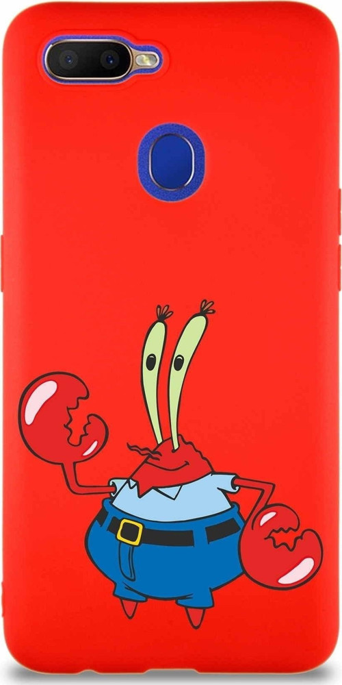 Oppo A12 Soft Premier Kapak Bay Yengeç Tasarımlı Silikon Kılıf - Kırmızı