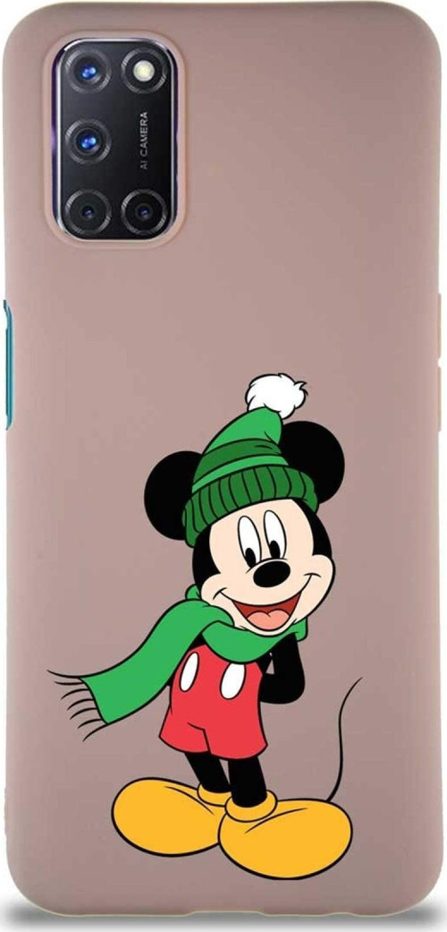 Oppo A72 Soft Premier Kapak Mickey Mouse-G Tasarımlı Silikon Kılıf - Pudra