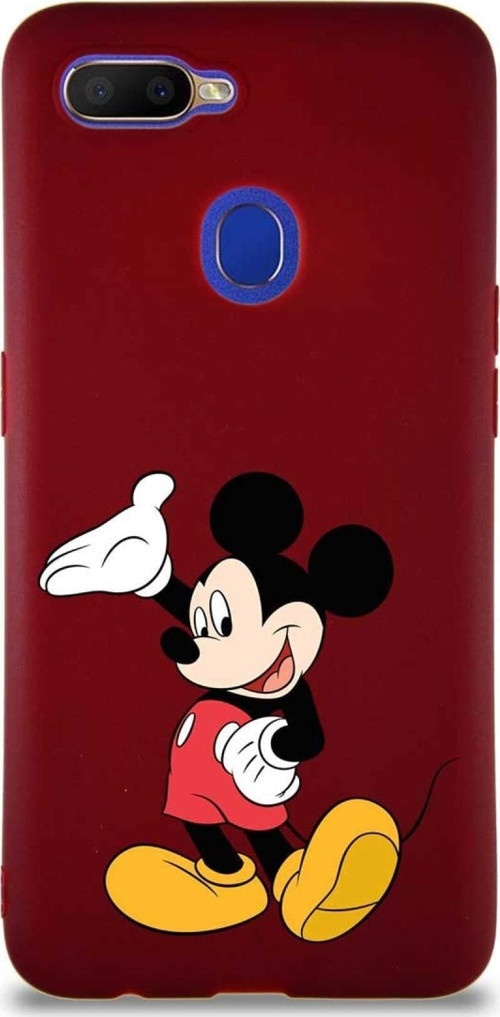 Oppo Ax7 Soft Premier Kapak Mickey Mouse-C Tasarımlı Silikon Kılıf - Mürdüm