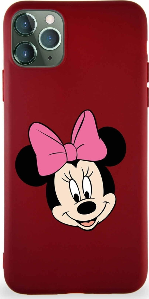 Apple Iphone 11 Pro Max Soft Premier Kapak Minnie Mouse-C Tasarımlı Silikon Kılıf - Mürdüm