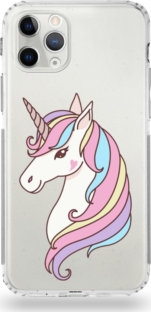 Apple Iphone 11 Pro Max Uyumlu Kamera Korumalı Kapak Unicorn Tasarımlı Silikon Şeffaf Kılıf