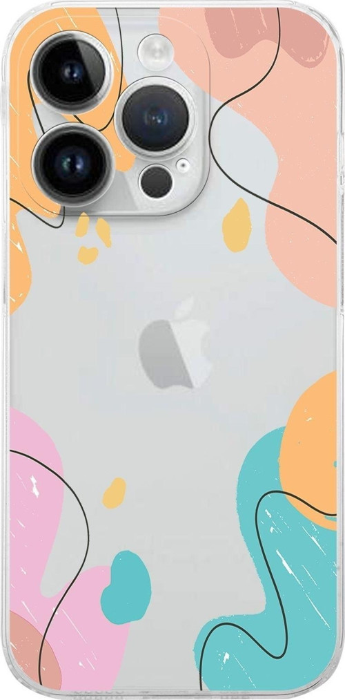 Apple Iphone 14 Pro Uyumlu Kamera Korumalı Kapak Karışık Renkler Tasarımlı Şeffafkılıf