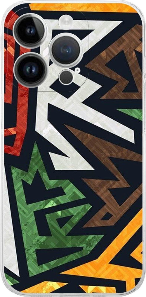Apple Iphone 14 Pro Uyumlu Kamera Korumalı Kapak Soyut Grafiti Tasarımlı Şeffafkılıf