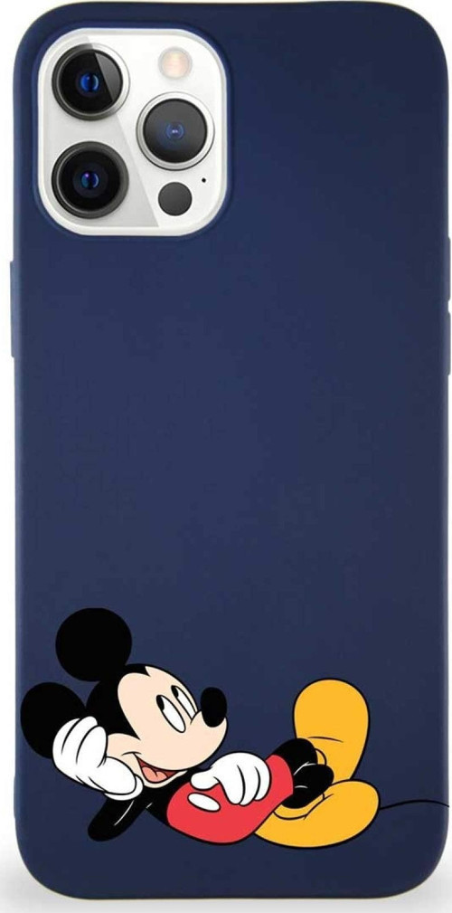 Apple Iphone 12 Pro Max Soft Premier Kapak Mickey Mouse-F Tasarımlı Silikon Kılıf - Lacivert