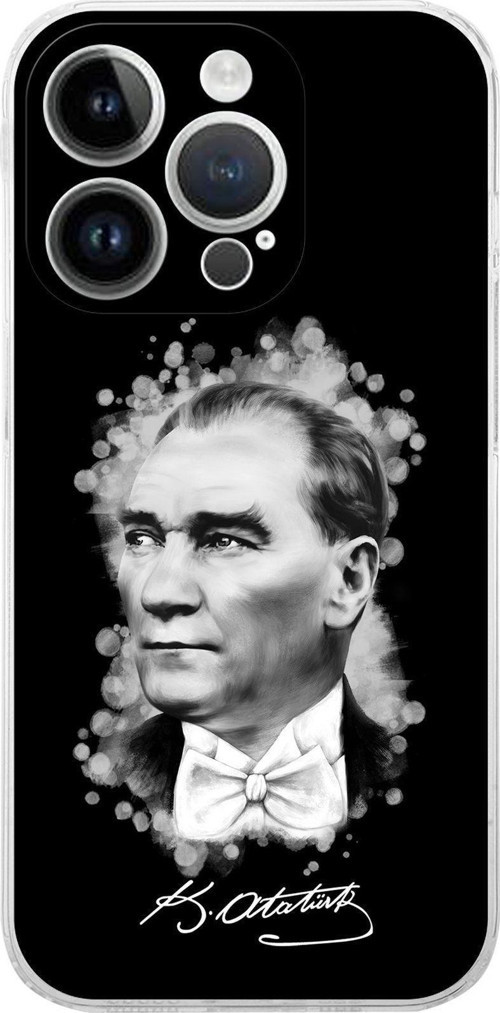 Apple Iphone 14 Pro Max Uyumlu Kamera Korumalı Kapak Atatürk Tasarımlı Şeffafkılıf