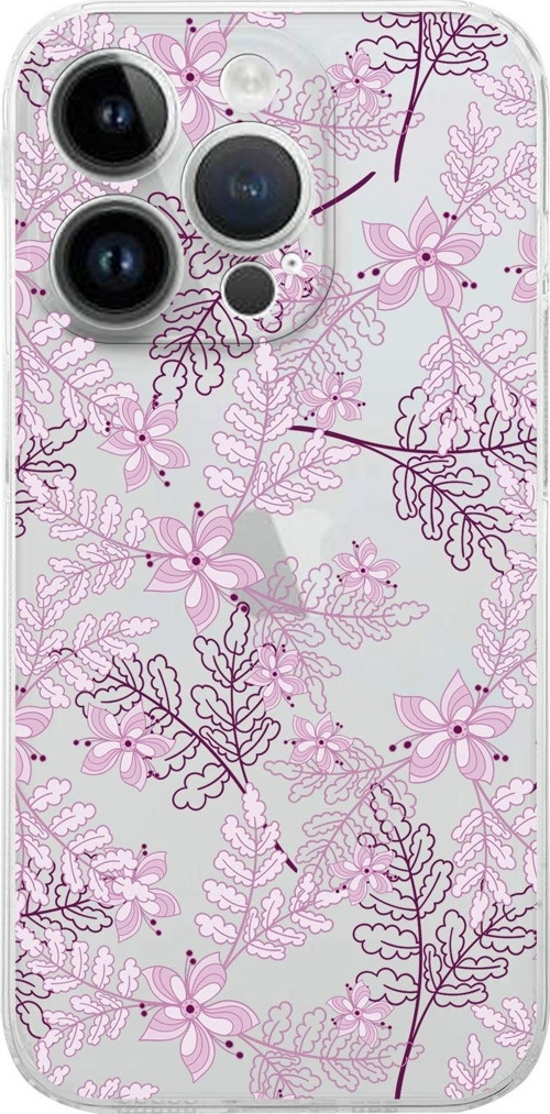 Apple Iphone 14 Pro Max Uyumlu Kamera Korumalı Kapak Floral Pudra Tasarımlı Şeffafkılıf