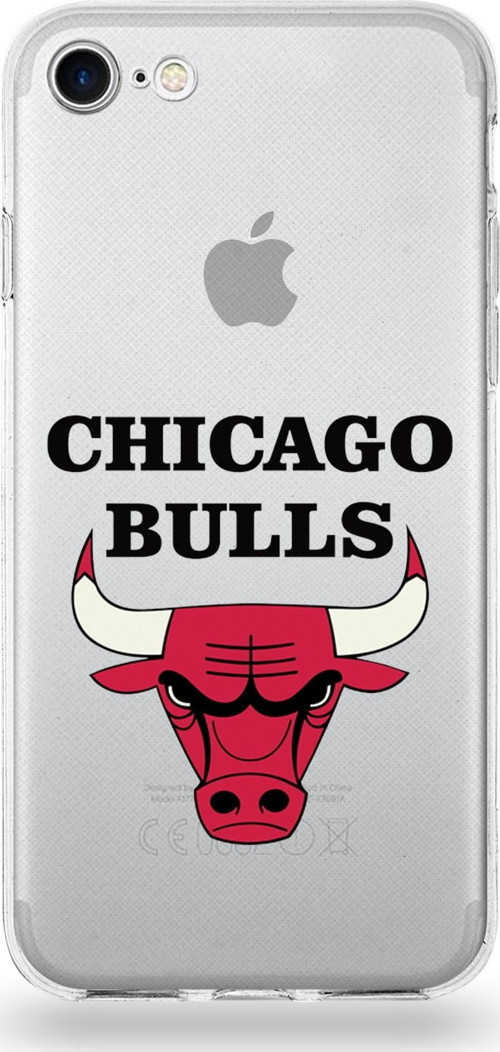 Apple Iphone 7 Uyumlu Kapak Chicago Bulls Tasarımlı Şeffaf Silikon Kılıf