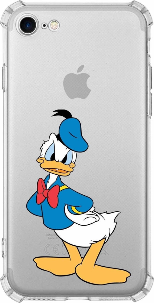 Apple Iphone 7 Uyumlu Köşe Korumalı Antişok Kapak Donald Duck Tasarımlı Şeffaf Kılıf