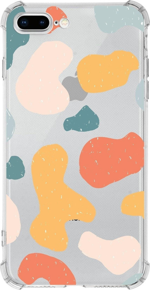 Apple Iphone 8 Plus Uyumlu Köşe Korumalı Antişok Kapak Grunge Tasarımlı Şeffaf Kılıf