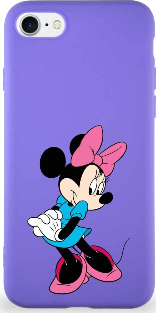 Apple Iphone 8 Soft Premier Kapak Minnie Mouse-F Tasarımlı Silikon Kılıf - Mor