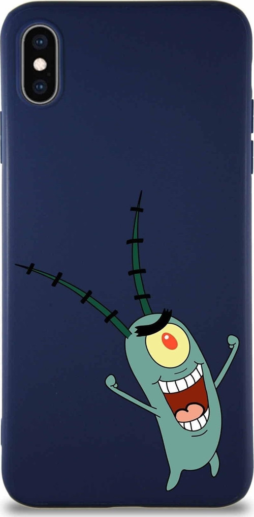 Apple Iphone Xs Max Soft Premier Kapak Plankton Tasarımlı Silikon Kılıf - Lacivert