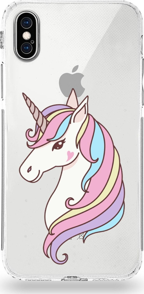 Apple Iphone Xs Max Uyumlu Kamera Korumalı Kapak Unicorn Tasarımlı Silikon Şeffaf Kılıf