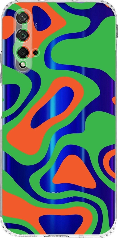 Huawei Honor 20 Kamera Korumalı Kapak Renkli Desen Tasarımlı Şeffaf Kılıf