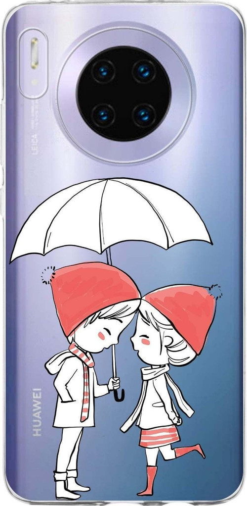 Huawei Mate 30 Uyumlu Kapak Aşk Tasarımlı Şeffaf Silikon Kılıf