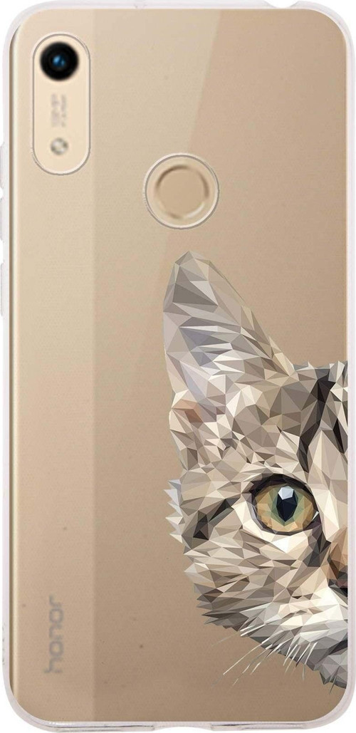 Huawei Honor 8A Uyumlu Kapak Catface Tasarımlı Şeffaf Silikon Kılıf