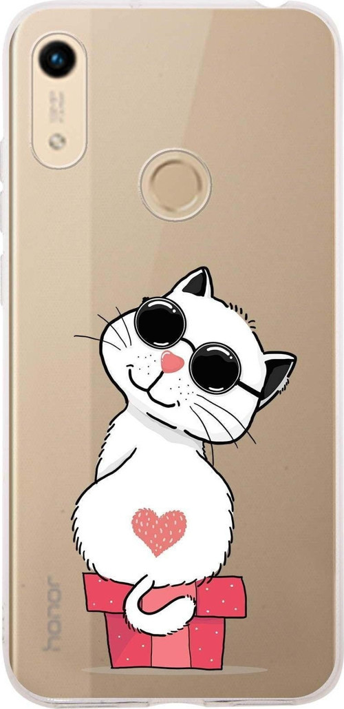 Huawei Honor 8A Uyumlu Kapak Coolcat Tasarımlı Şeffaf Silikon Kılıf