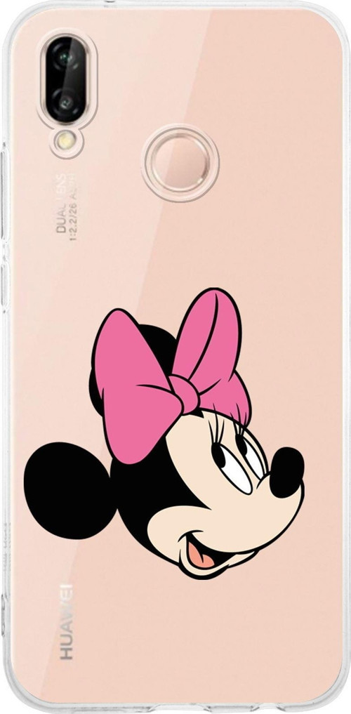 Huawei P20 Lite Kamera Korumalı Kapak Minnie Mouse Tasarımlı Şeffaf Kılıf
