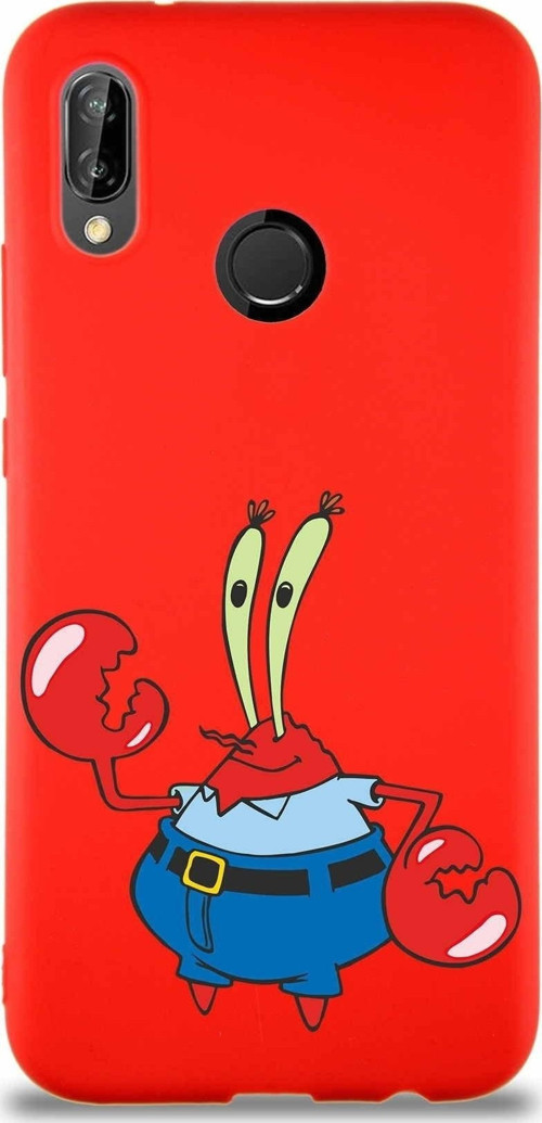 Huawei P20 Lite Soft Premier Kapak Bay Yengeç Tasarımlı Silikon Kılıf - Kırmızı