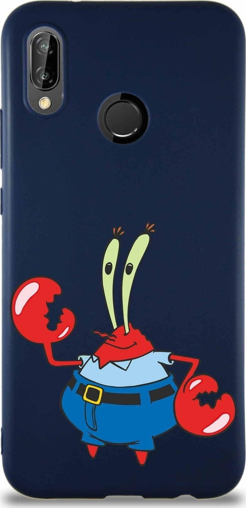 Huawei P20 Lite Soft Premier Kapak Bay Yengeç Tasarımlı Silikon Kılıf - Lacivert