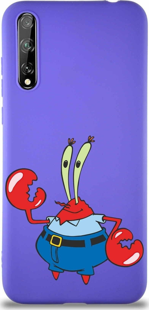 Huawei P Smart S Soft Premier Kapak Bay Yengeç Tasarımlı Silikon Kılıf - Mor