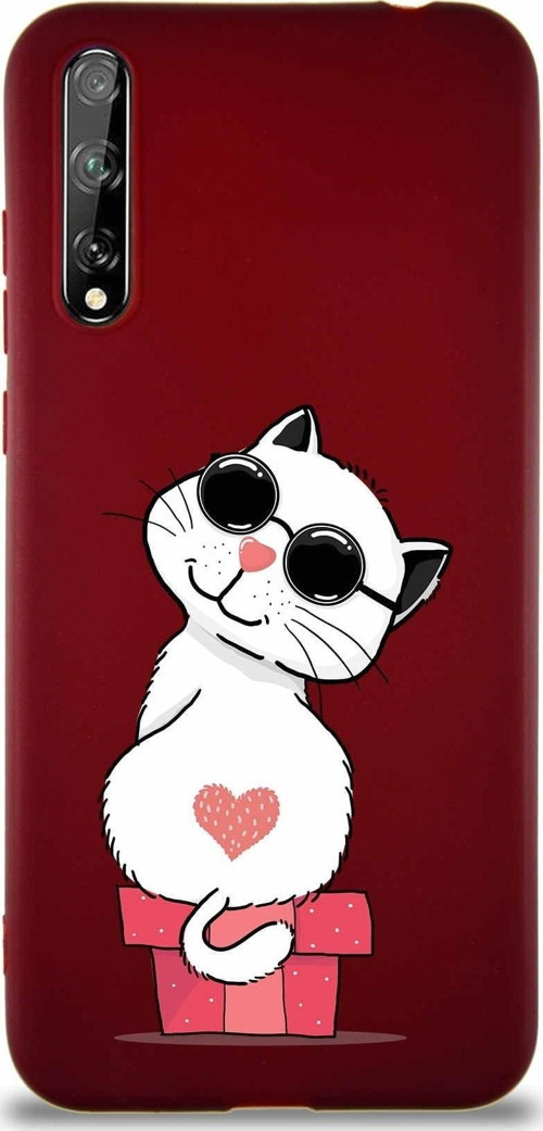 Huawei P Smart S Soft Premier Kapak Coolcat Tasarımlı Silikon Kılıf - Mürdüm