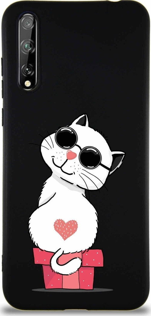 Huawei P Smart S Soft Premier Kapak Coolcat Tasarımlı Silikon Kılıf - Siyah