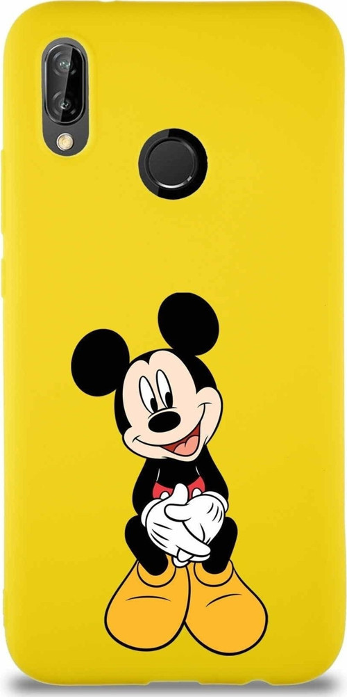 Huawei P20 Lite Soft Premier Kapak Mickey Mouse-A Tasarımlı Silikon Kılıf - Sarı