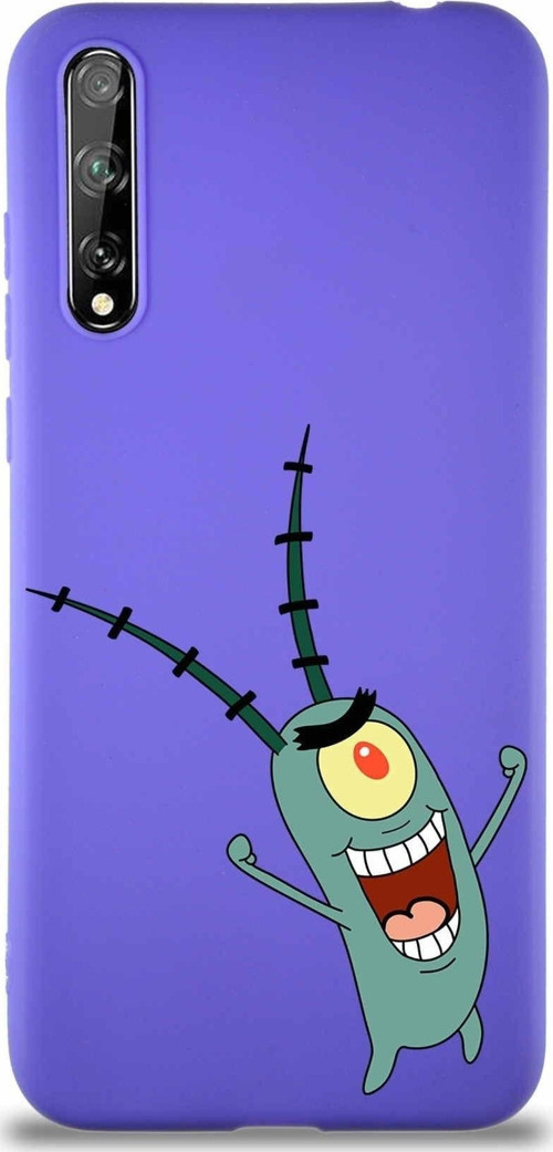 Huawei P Smart S Soft Premier Kapak Plankton Tasarımlı Silikon Kılıf - Mor