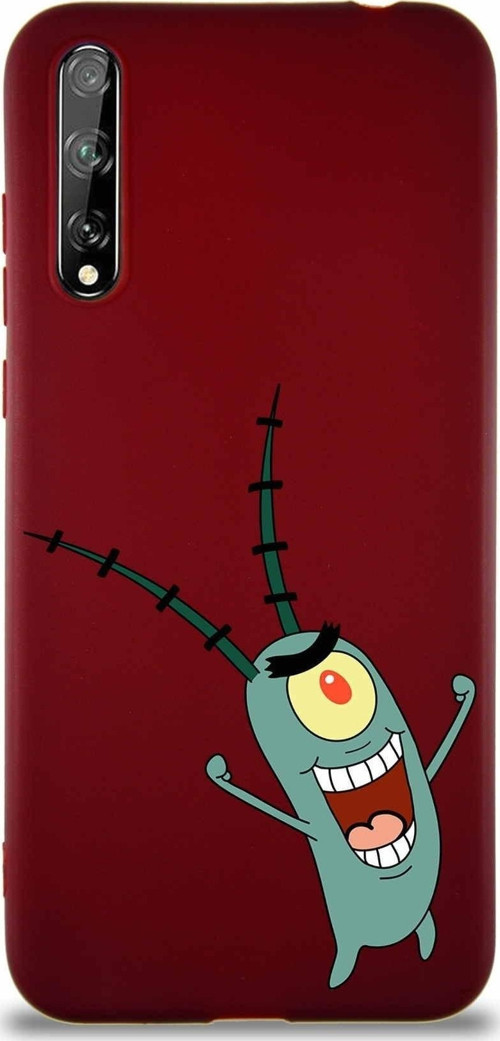 Huawei P Smart S Soft Premier Kapak Plankton Tasarımlı Silikon Kılıf - Mürdüm