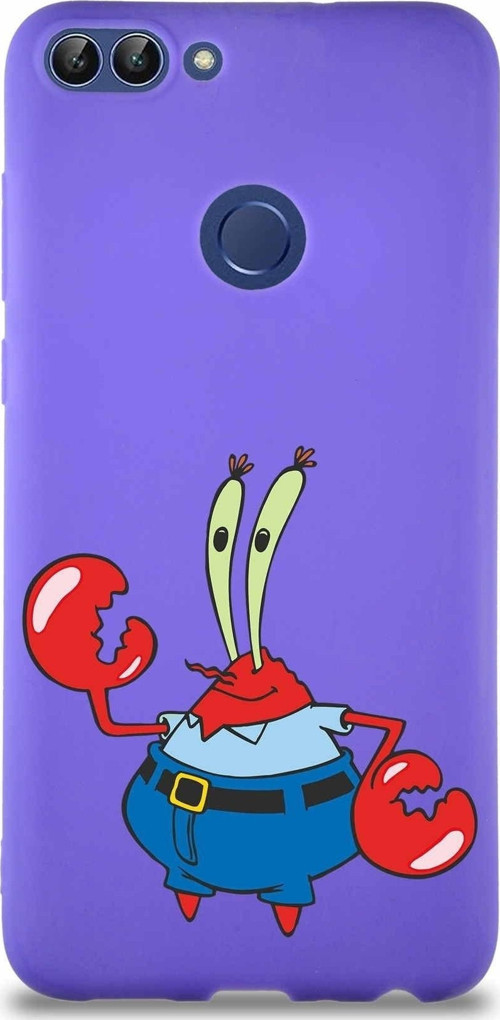 Huawei P Smart Soft Premier Kapak Bay Yengeç Tasarımlı Silikon Kılıf - Mor