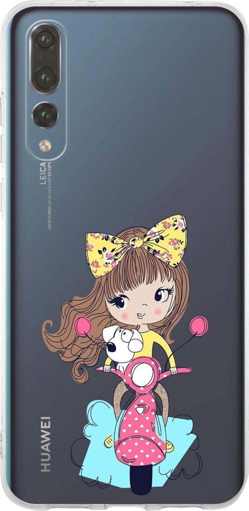 Huawei P20 Pro Uyumlu Kapak Vespagirl Tasarımlı Şeffaf Silikon Kılıf