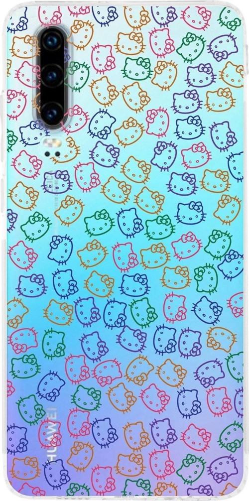 Huawei P30 Kamera Korumalı Kapak Hello Kitty Tasarımlı Şeffaf Kılıf