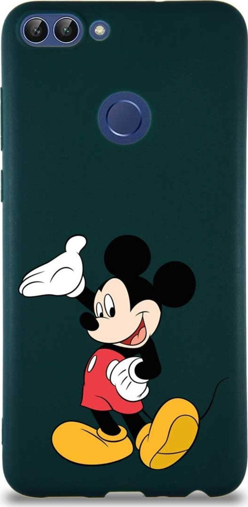 Huawei P Smart Soft Premier Kapak Mickey Mouse-C Tasarımlı Silikon Kılıf - Yeşil
