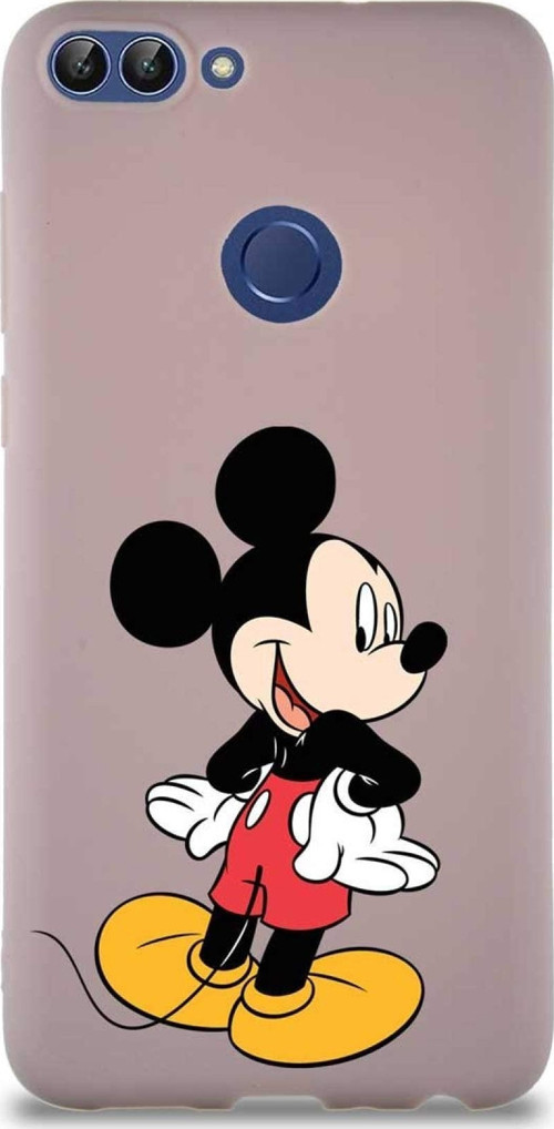 Huawei P Smart Soft Premier Kapak Mickey Mouse-D Tasarımlı Silikon Kılıf - Pudra