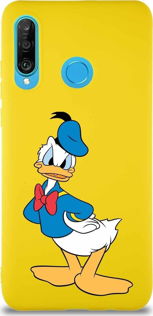 Huawei P30 Lite Soft Premier Kapak Donald Duck-D Tasarımlı Silikon Kılıf - Sarı
