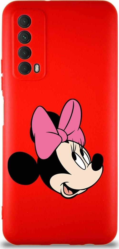 Huawei Y7A Soft Premier Kapak Minnie Mouse-A Tasarımlı Silikon Kılıf - Kırmızı