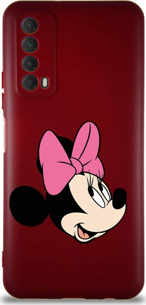 Huawei Y7A Soft Premier Kapak Minnie Mouse-A Tasarımlı Silikon Kılıf - Mürdüm