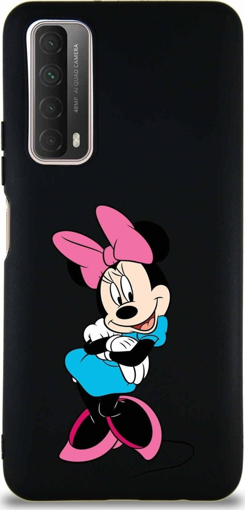 Huawei Y7A Soft Premier Kapak Minnie Mouse-D Tasarımlı Silikon Kılıf - Siyah