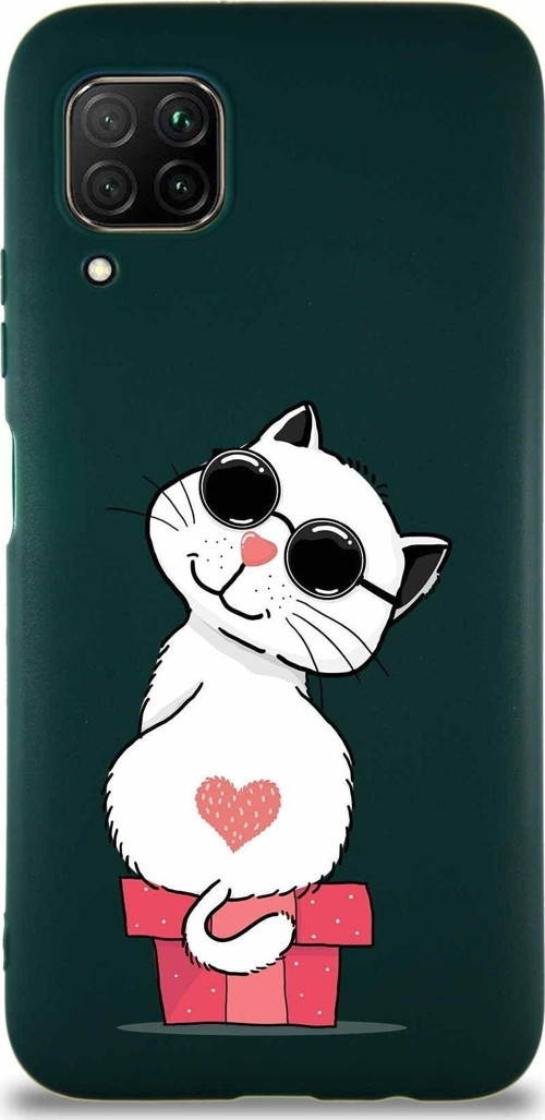 Huawei P40 Lite Soft Premier Kapak Coolcat Tasarımlı Silikon Kılıf - Yeşil