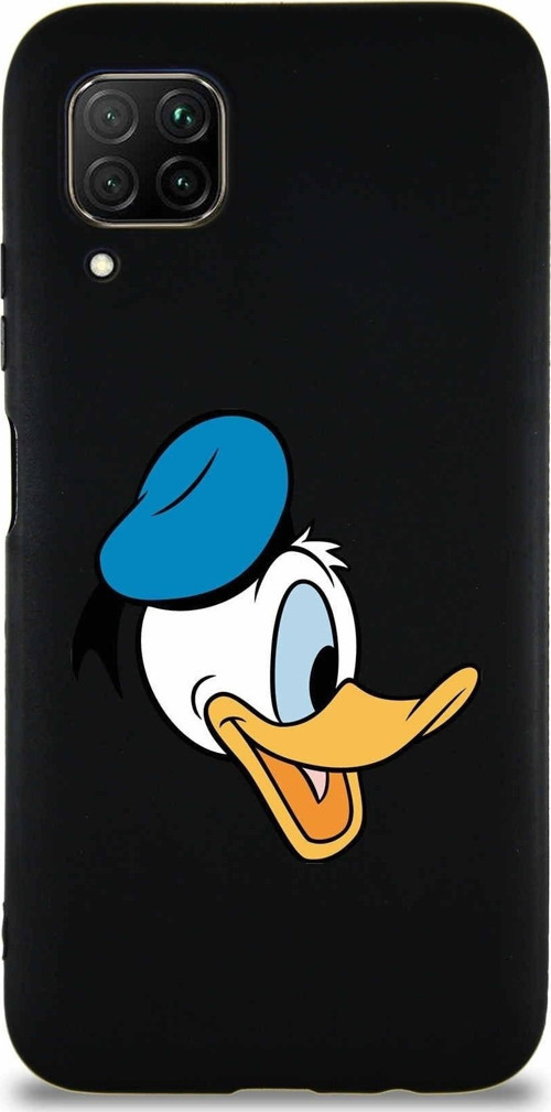 Huawei P40 Lite Soft Premier Kapak Donald Duck-F Tasarımlı Silikon Kılıf - Siyah