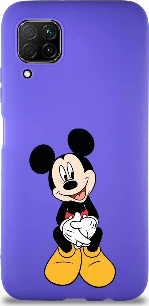 Huawei P40 Lite Soft Premier Kapak Mickey Mouse-A Tasarımlı Silikon Kılıf - Mor