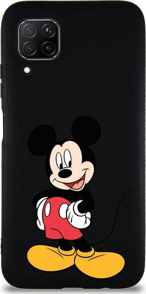 Huawei P40 Lite Soft Premier Kapak Mickey Mouse-E Tasarımlı Silikon Kılıf - Siyah